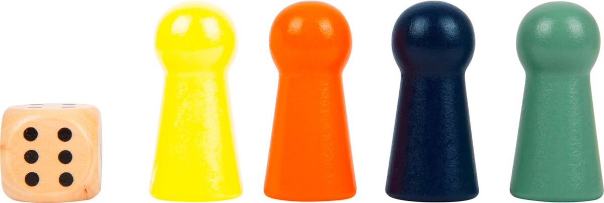 Detalj av store spillbrikker i Ludo XL brettspill