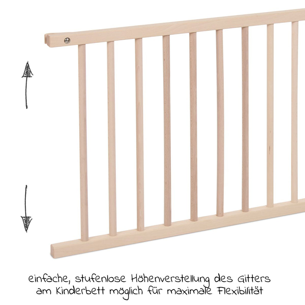 Detalj av lukkegitter for Boxspring XXL barneseng, ubehandlet bøk