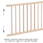 Detalj av lukkegitter for Boxspring XXL barneseng, ubehandlet bøk