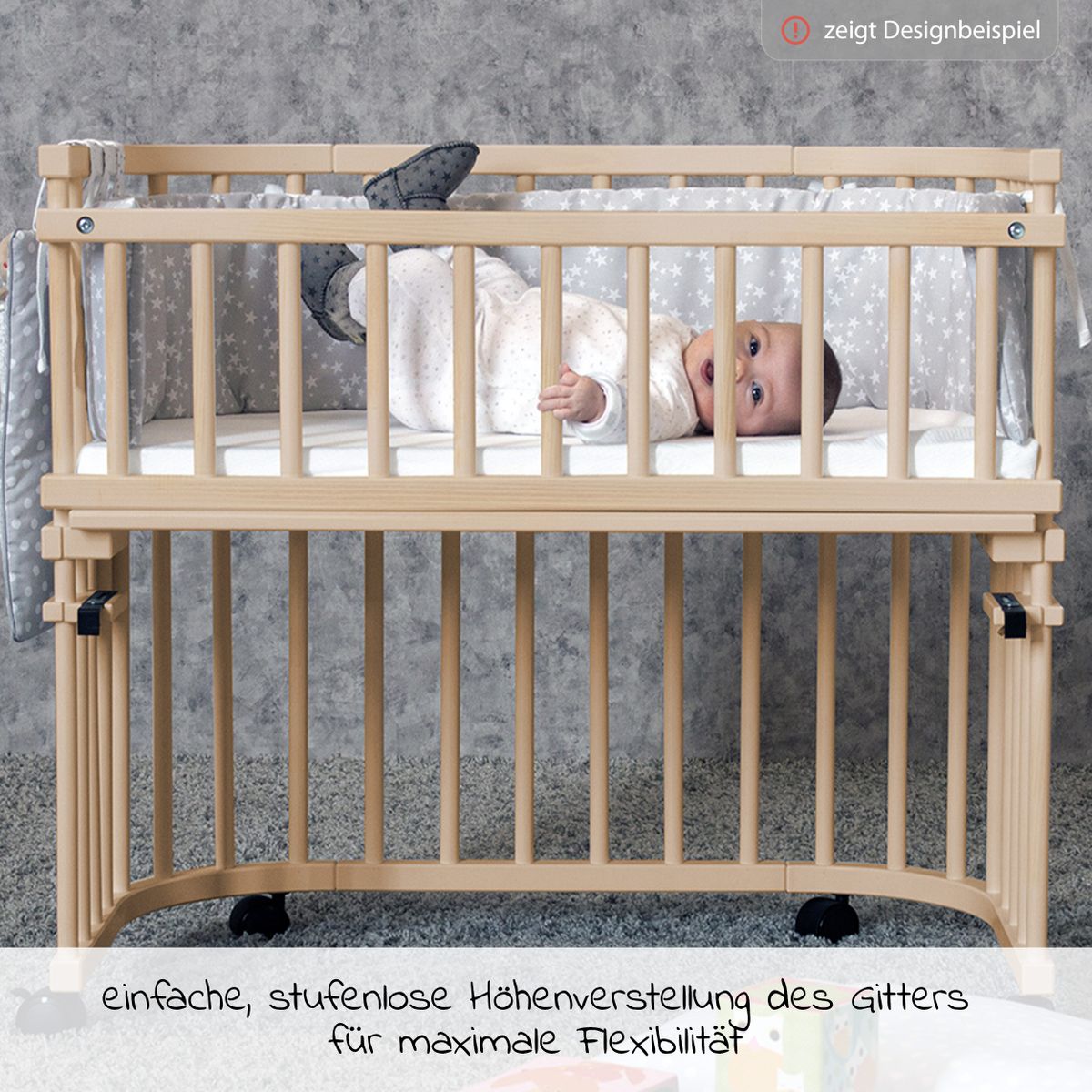 Montert Lukkegitter til sideseng Original og Midi, skifergrå - Babybay