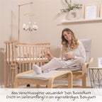 Detalj av lakkert bøk i Lukkegitter til sideseng Maxi og Boxspring