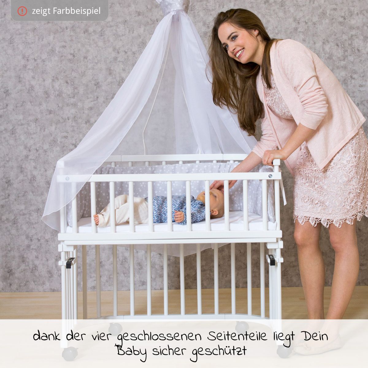 Detalj av treverk på lukkegitter til sideseng Maxi og Boxspring