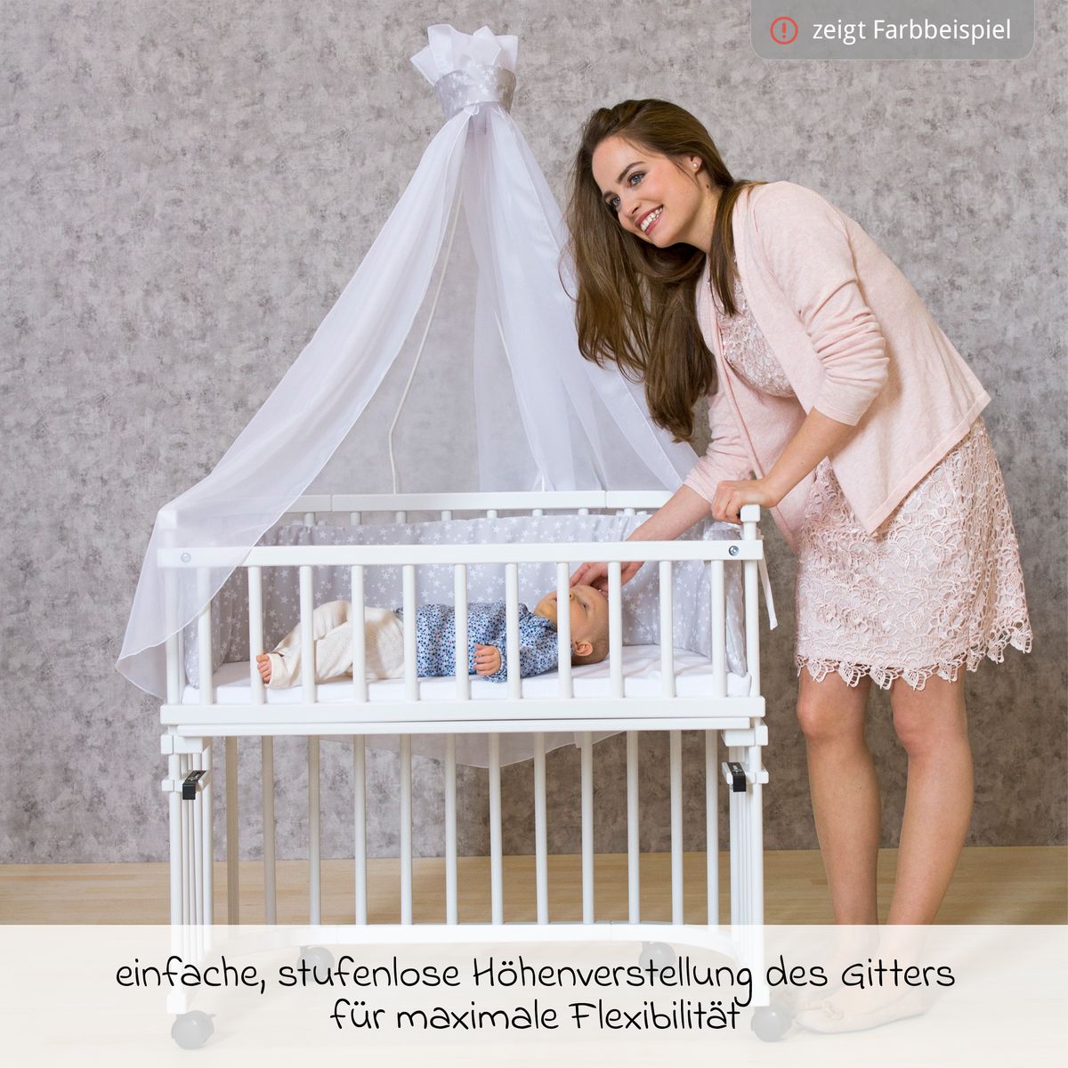 Montert Lukkegitter til sideseng Mini, Midi & Original, naturlakkert ved sideseng