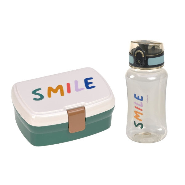 Lunsjsett Little Gang Smile milky/ocean green forfra