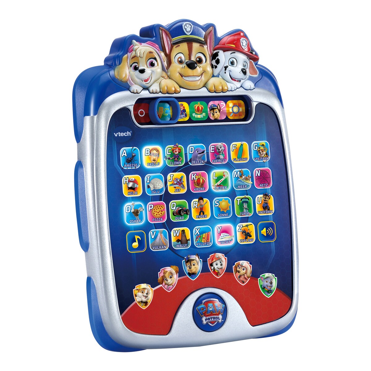 Lysende lærenettbrett PAW Patrol forfra med taster
