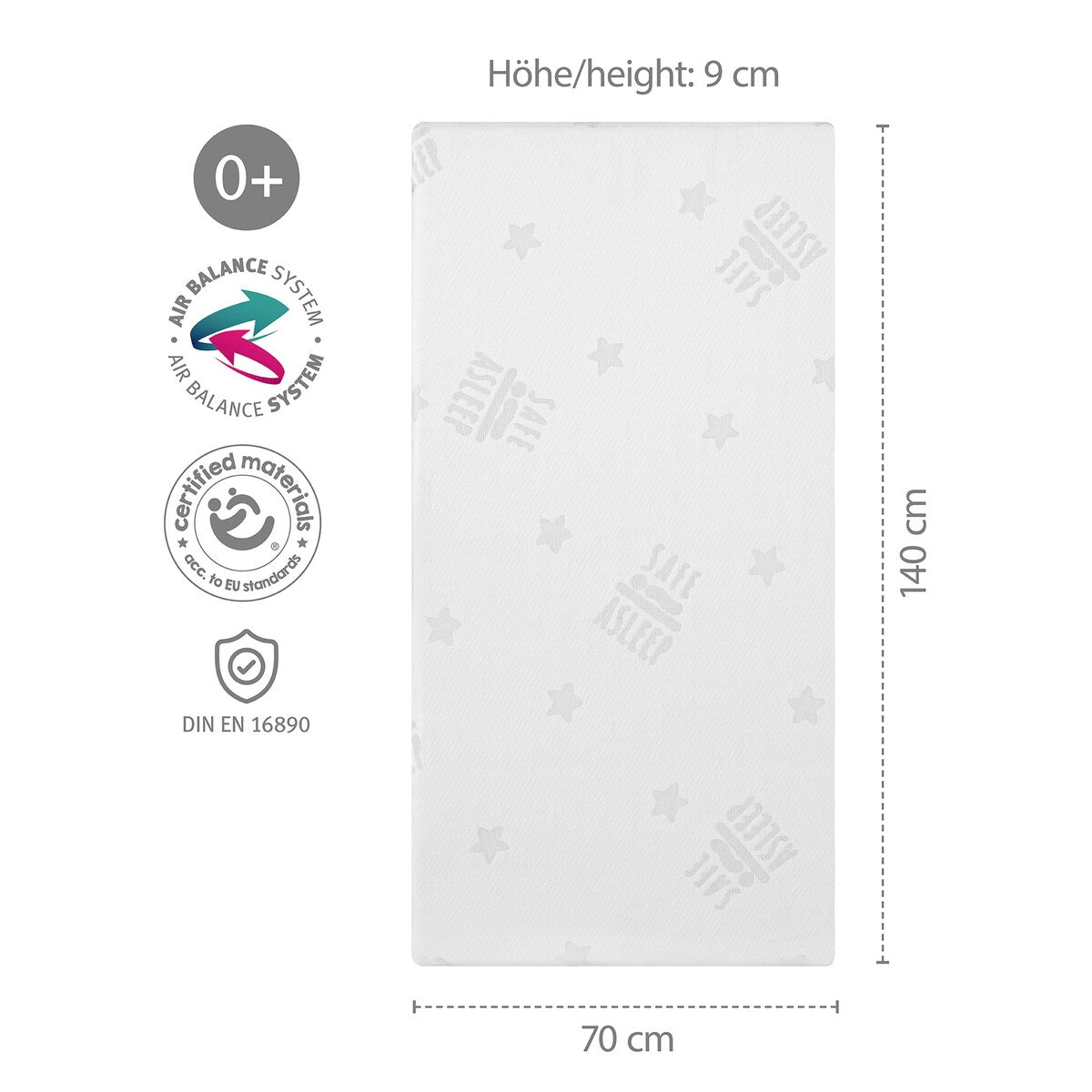 Madrass Air Balance EASY til babyseng 70x140 cm safe asleep® pakket og klar