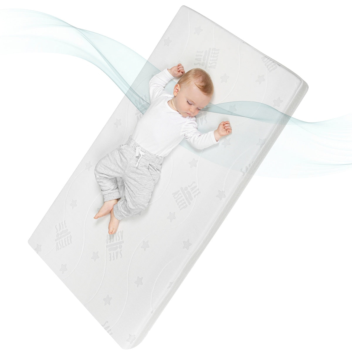 Detalj av Jacquard-omslag på Madrass Air Balance PLUS til babyseng 60x120 cm safe asleep®