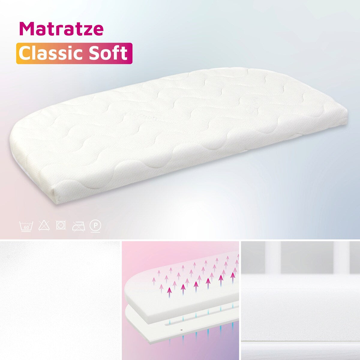 Madrass Classic Soft for bedside crib Maxi/Boxspring montert i seng
