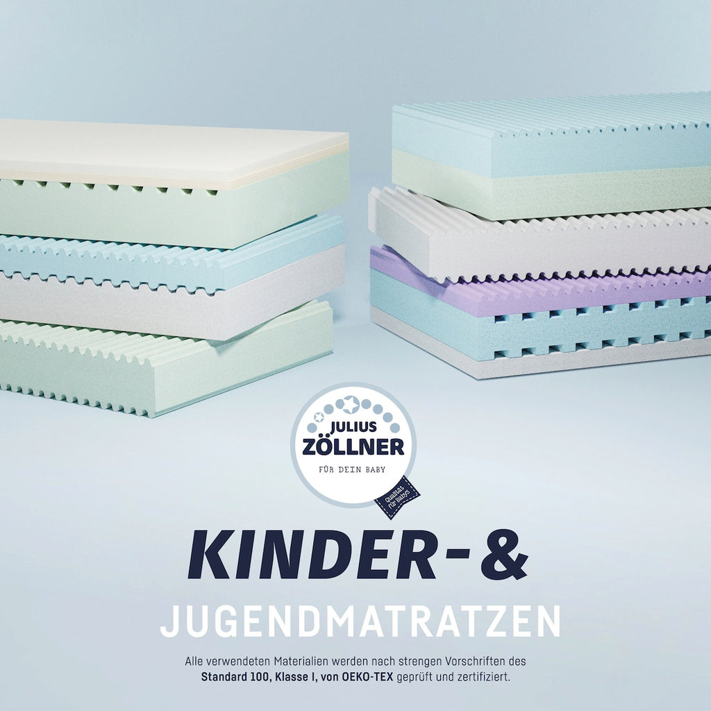 Visning av madrassens to-lags oppbygging i Madrass Duosoft Junior 140x200 cm HRX-skum TENCEL®