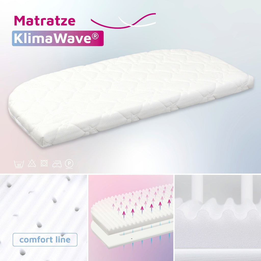 Madrass KlimaWave for bedside crib Original 81x41,5 cm montert i bedside crib