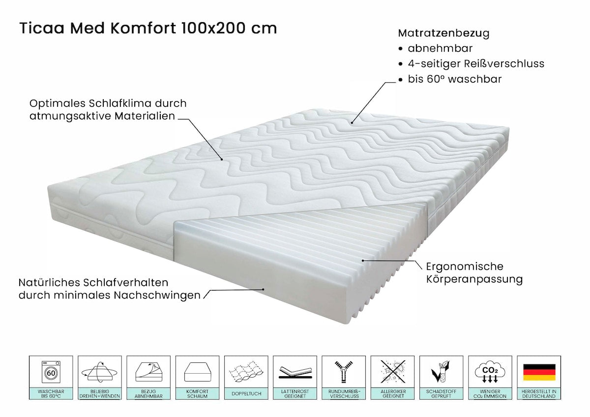 Detalj av stoffet på Madrass komfortskum 100x200 cm, hardhet III, fra 6 år