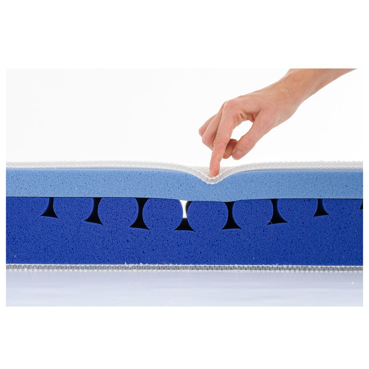 Sidedetalj med ventilasjonsbånd på Madrass Meeresbrise 90x200 cm 7-soner TENCEL™