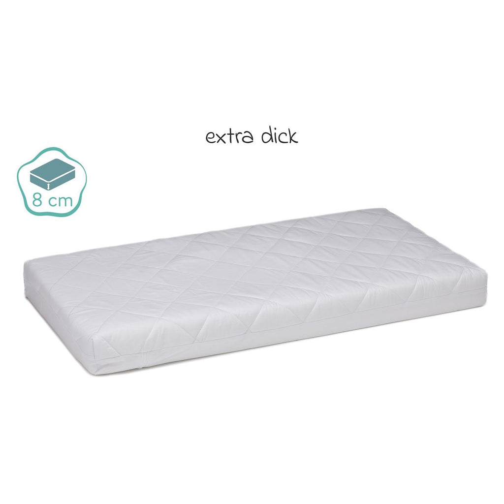 Nærbilde av polstring på madrass til bedside crib Nino 90 x 45 cm bomull