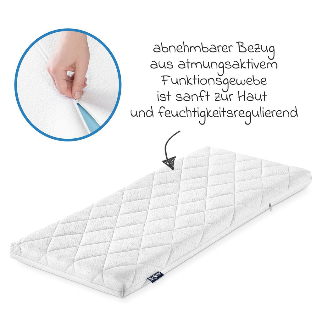 Nærbilde av avtakbart funksjonslaken på Madrass til bedside-seng Dr. Lübbe Air Plus
