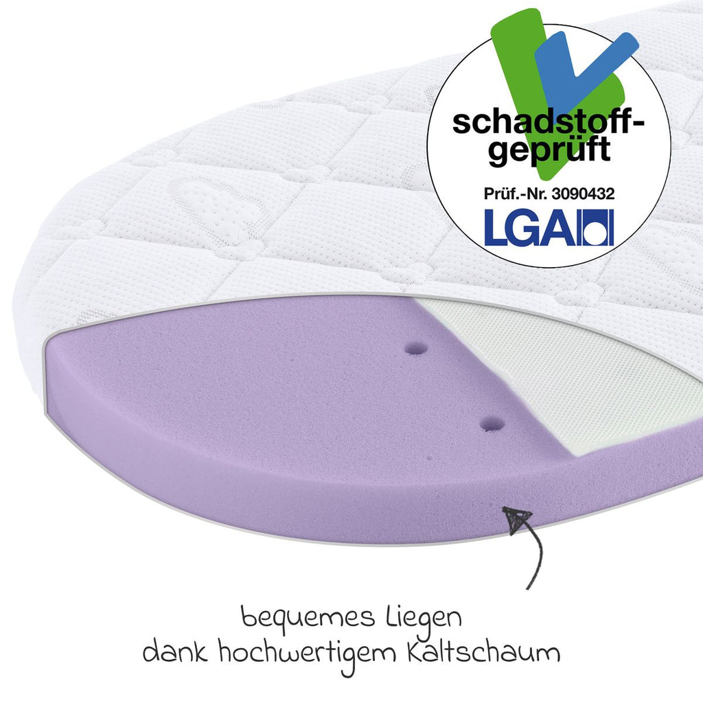 Detalj av madrass til trekkvogn og vugge Brise Light materiale