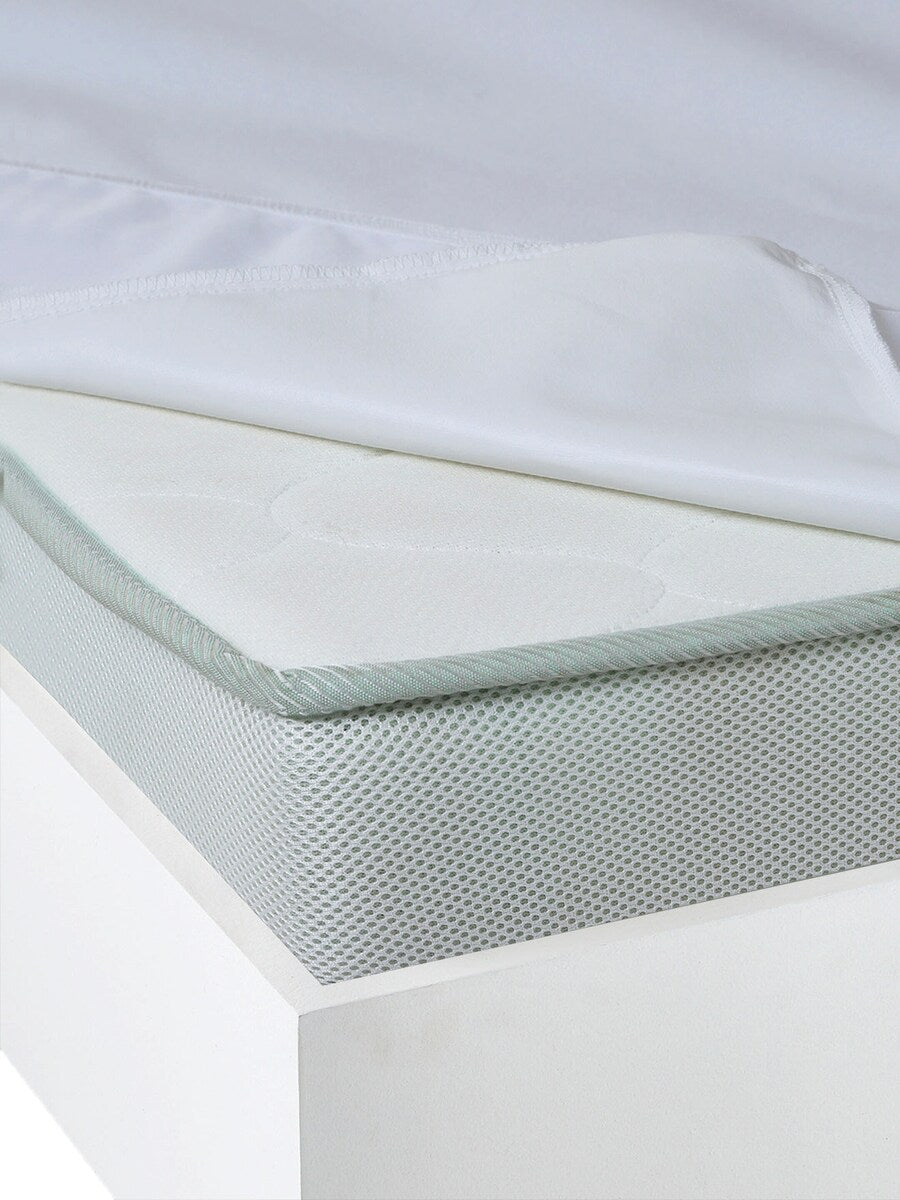 Detalj av stoff og materiale på Madrassbeskytter mikrofiber 2-pack med BI-OME bomull