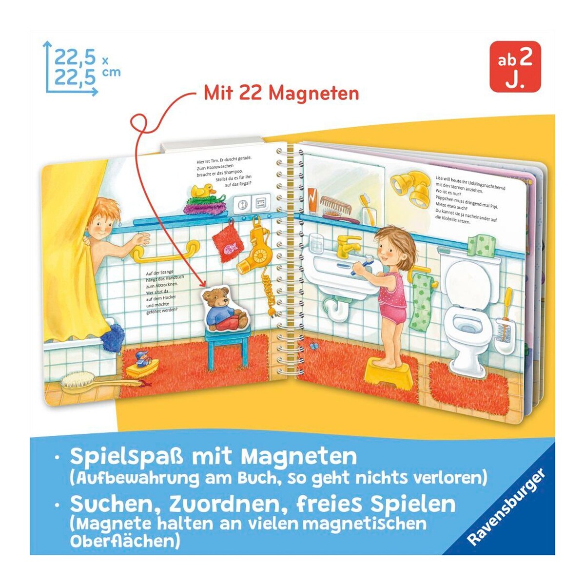 Magnetbok med 22 magneter og spiralinnbinding bakside