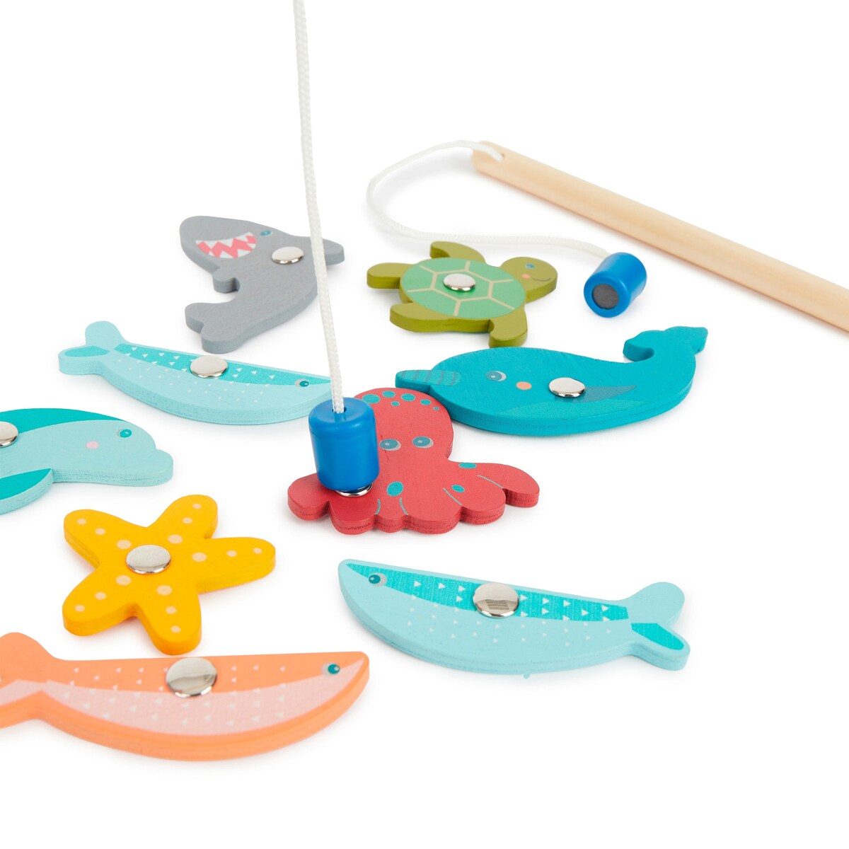 Barn som leker med Magnetisk fiskespill i tre 13 deler fra 12 mnd