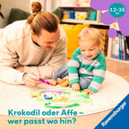 Detalj av magnetisk brikke på Magnetisk følepuslespill i tre jungel