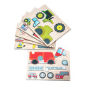 Magnetisk puslespill transport 6 stk i trekasse forfra