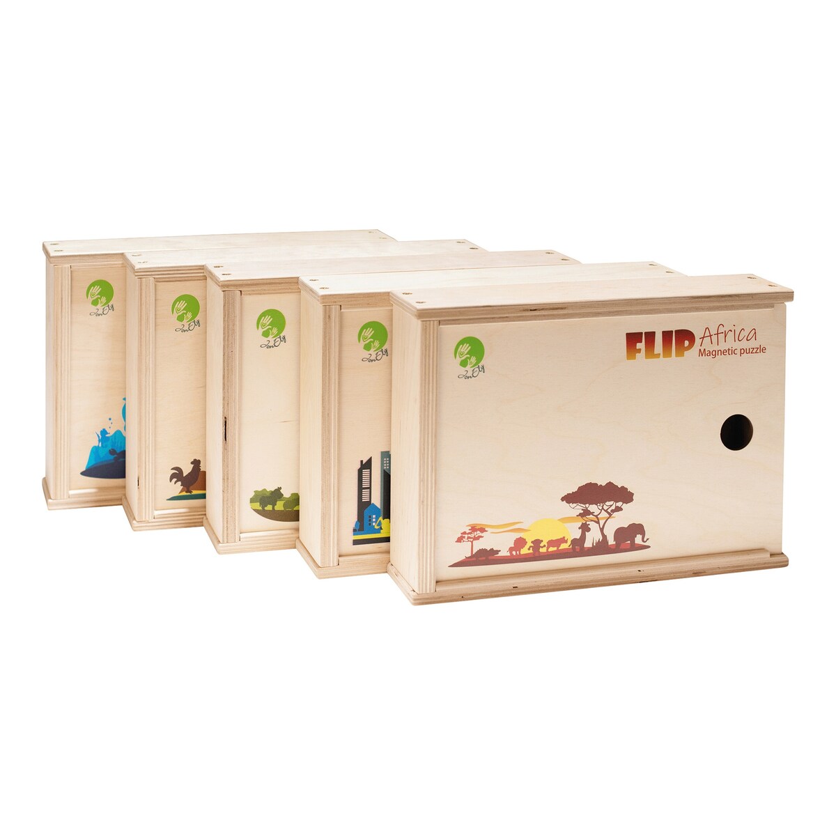 Magnetisk puslespill ville dyr 6-pakning i treboks