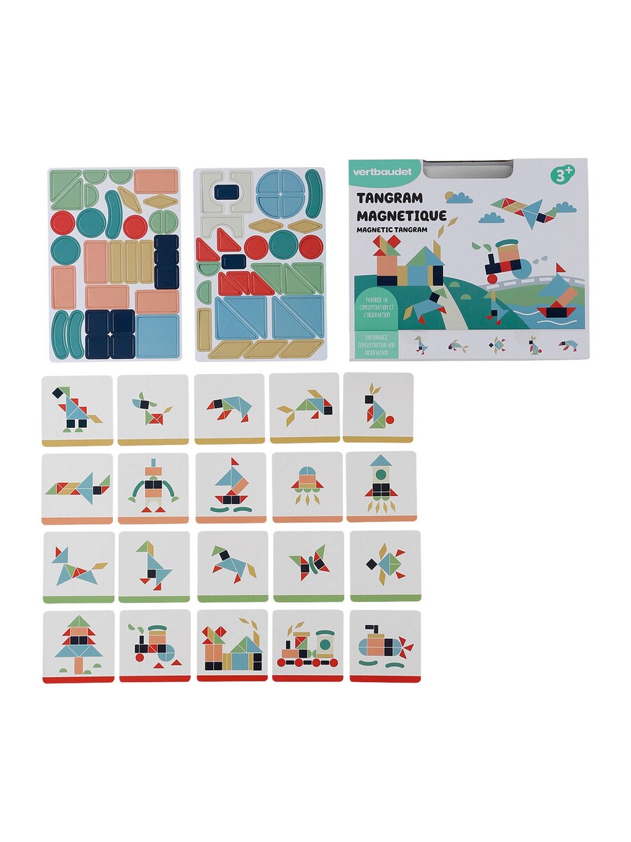 Magnetisk tangram-spill for barn i tre 20 kort forfra