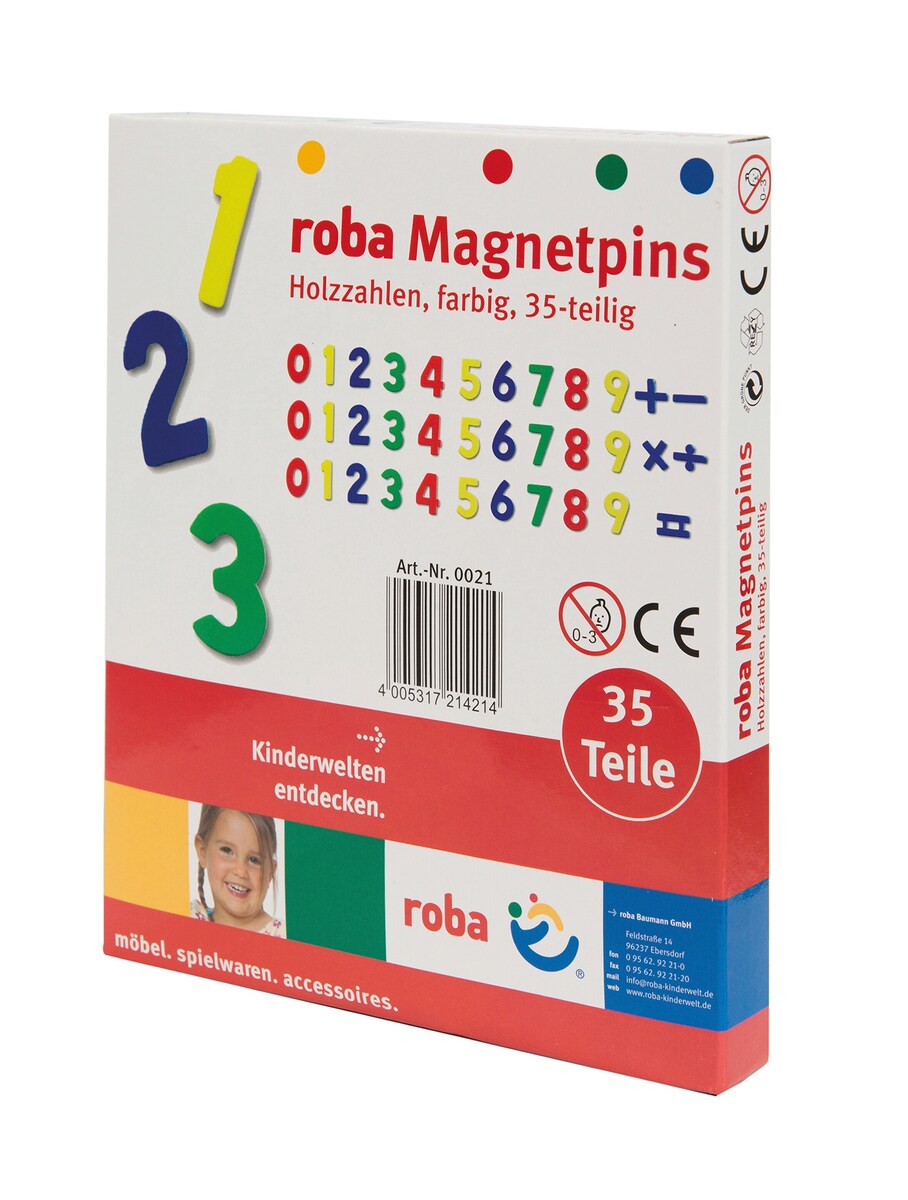 Magnetiske tretall 35 deler, fargerike - roba