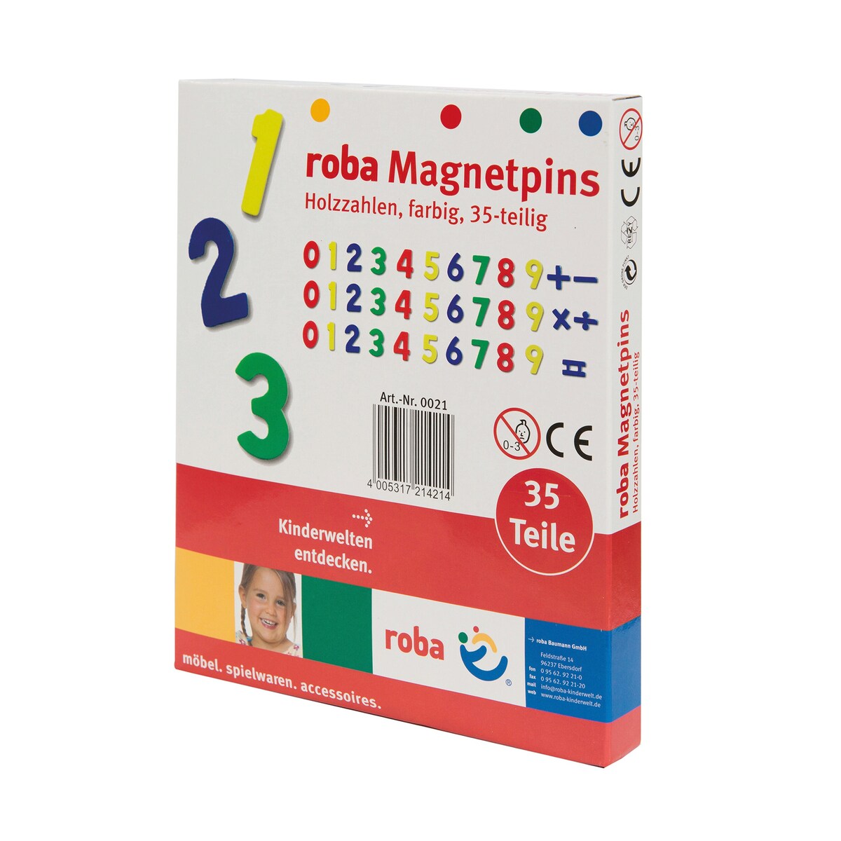 Magnetiske tretall 35 deler, fargerike foran