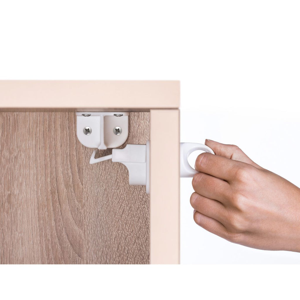 Magnetlås 4-pack med monteringsmateriell hvit med monteringshjelp