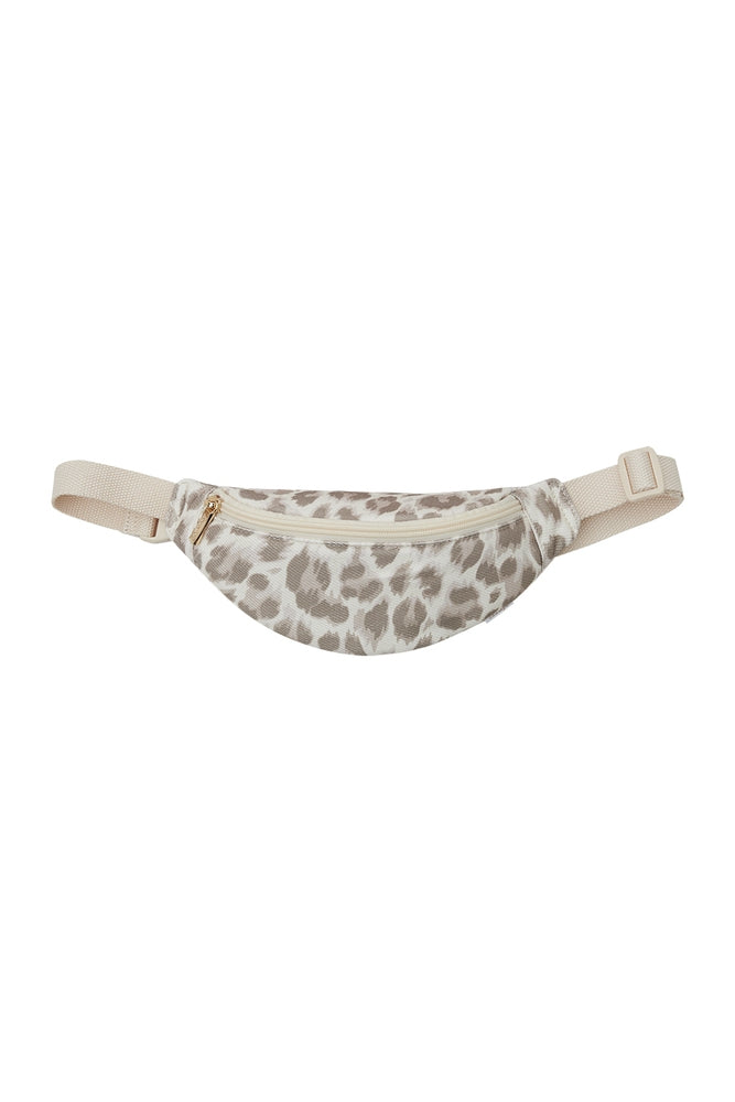 Bakside av magveske 'Leo 5' i twill med leopardmønster