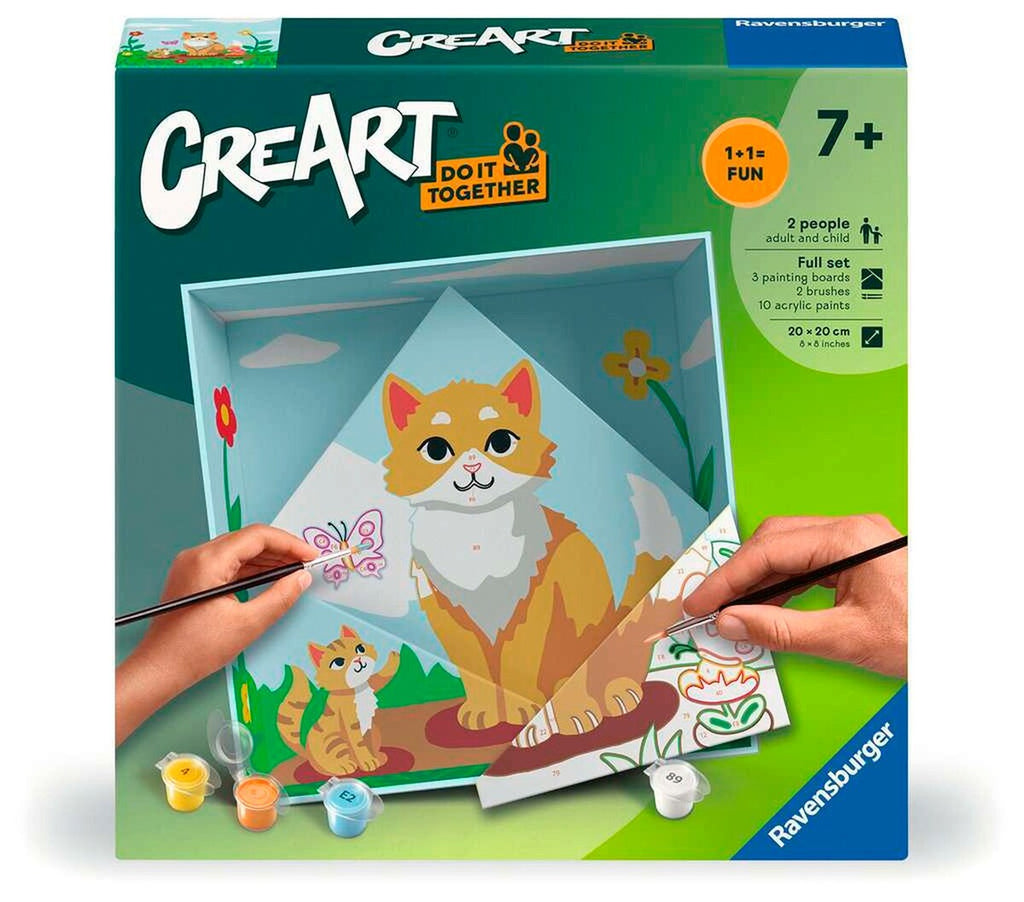 Mal etter tall CreArt katt fra 7 år 15 farger forfra