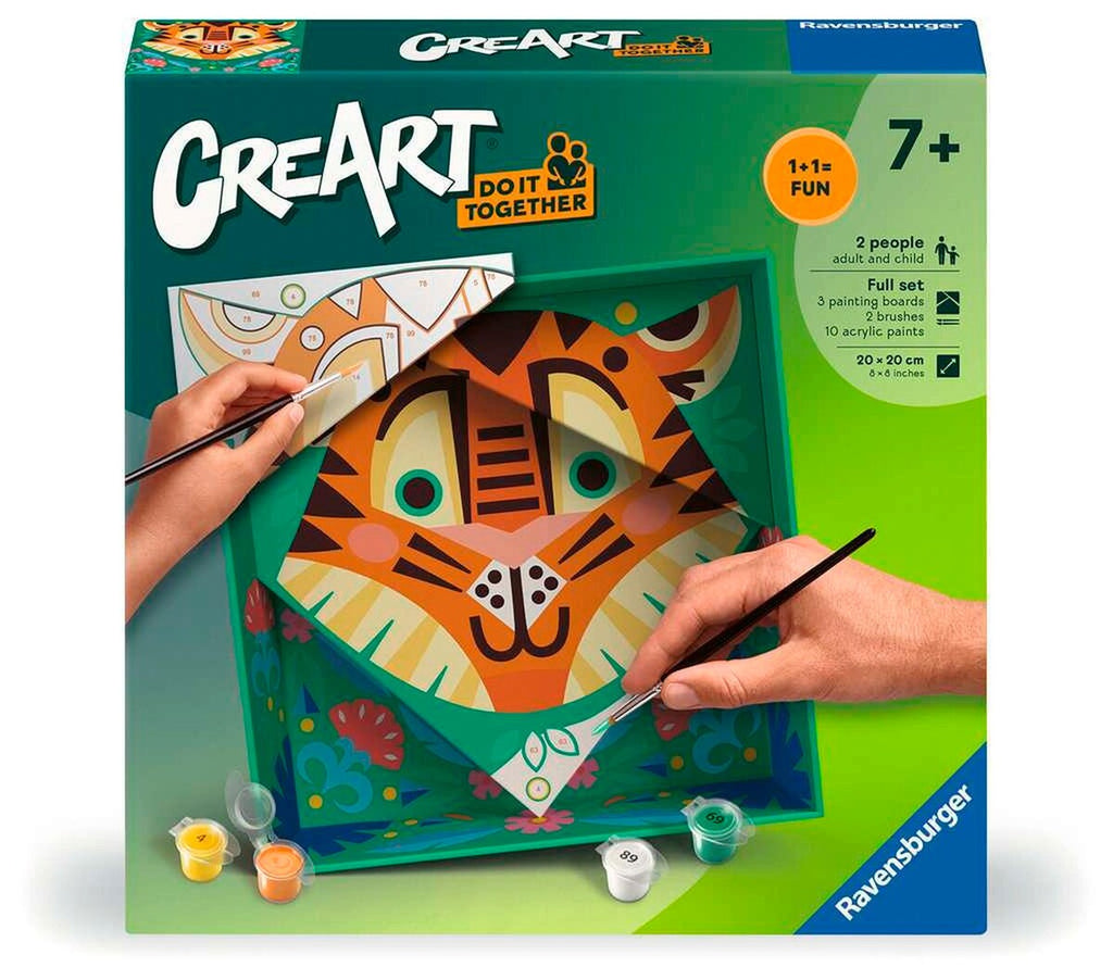 Mal etter tall CreArt Tiger fra 7 år, 12 farger bakside