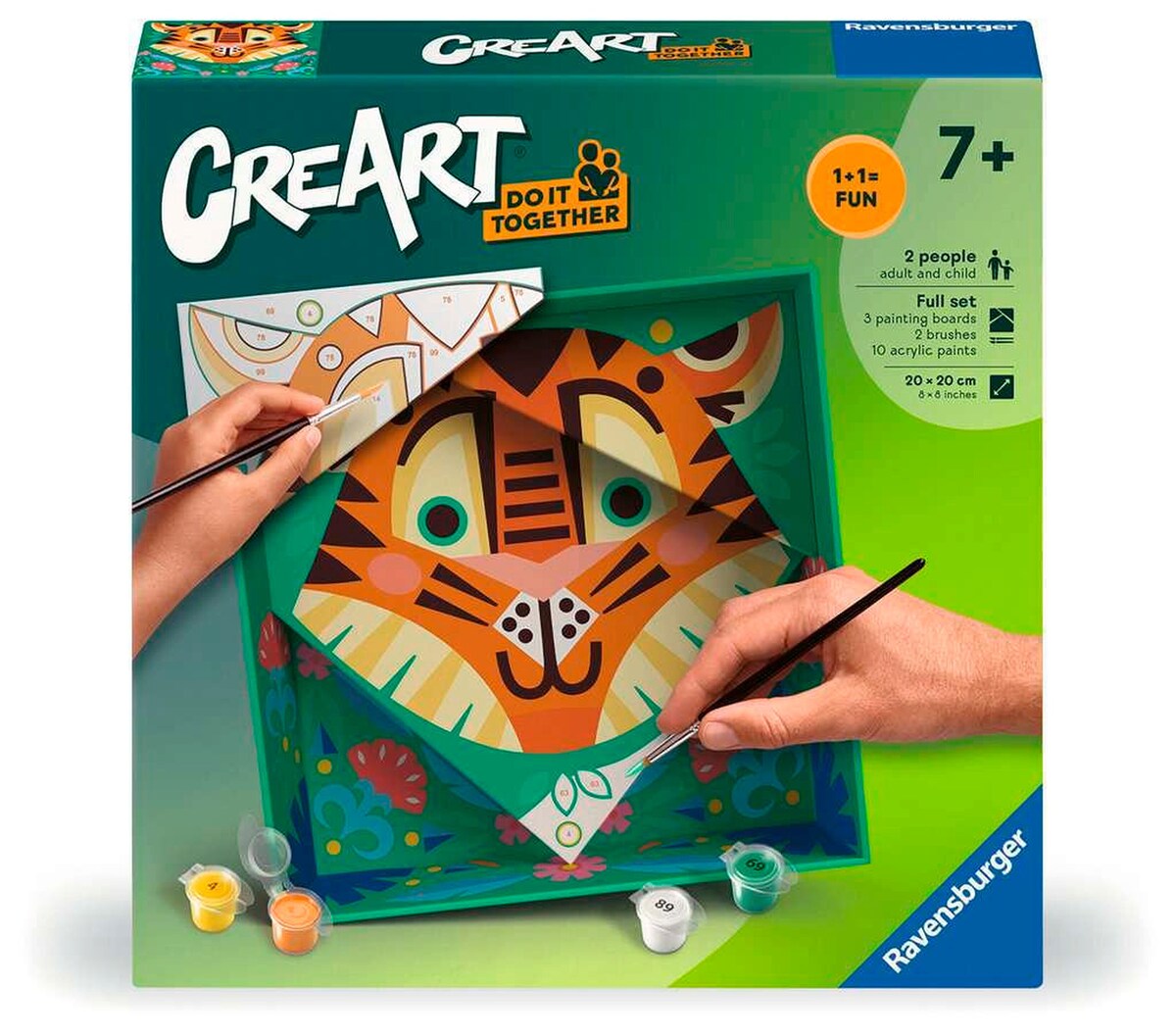 Mal etter tall CreArt Tiger fra 7 år, 12 farger bakside