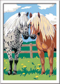 Mal etter tall glade hester med klistremerker 18 x 24 cm forfra