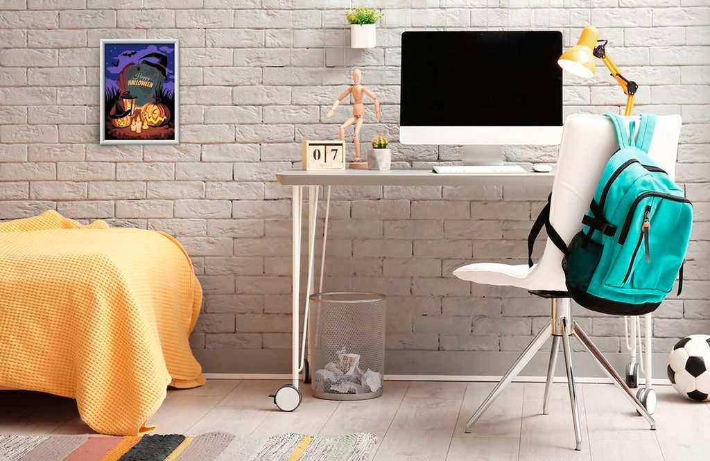 Detalj av Mal etter tall Halloween Mood med 15 akrylfarger pensel og farger