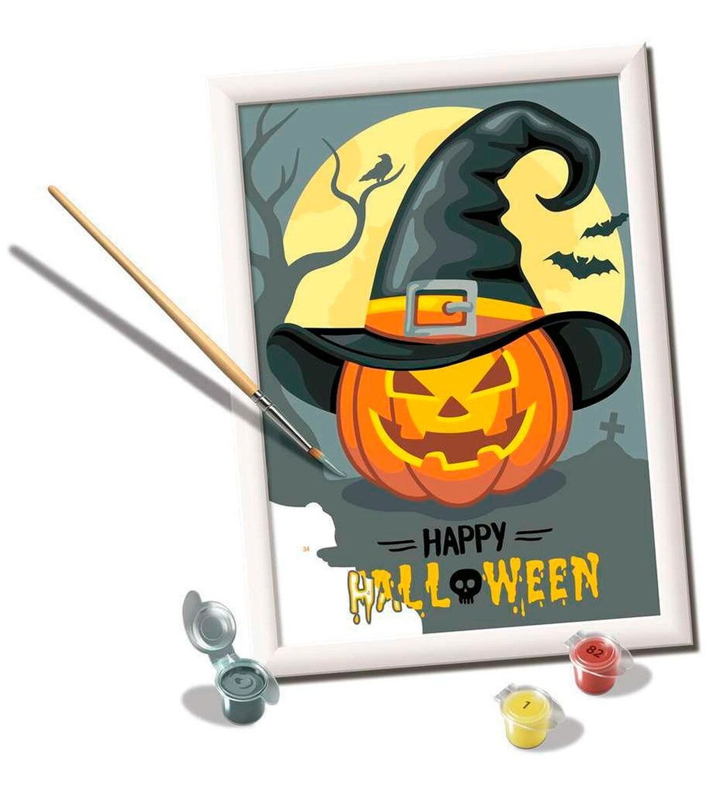 Mal etter tall Happy Halloween med 15 akrylfarger motivdetalj