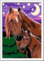 Mal etter tall hester med lysfarge 13 x 18 cm forfra