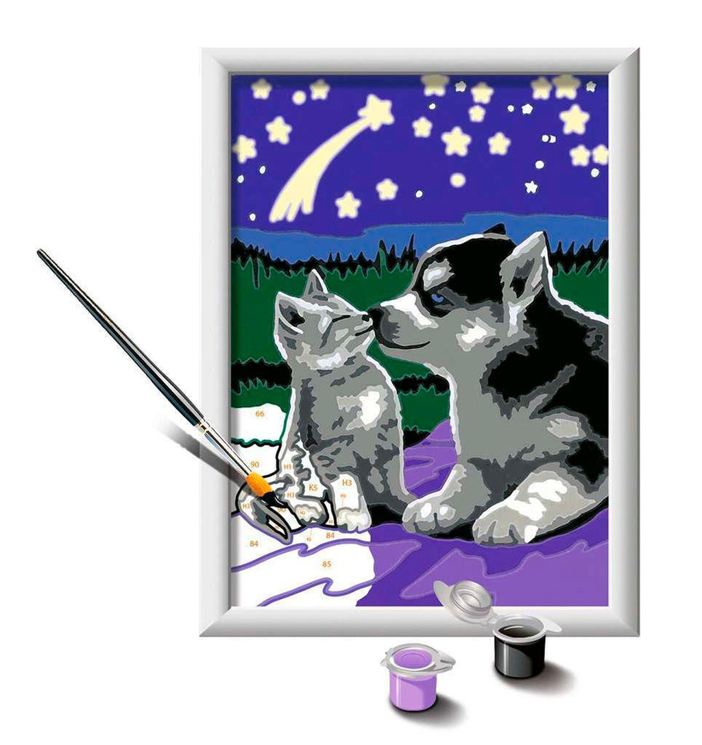 Montert Mal etter tall hund og katt med lysfarge 13 x 18 cm