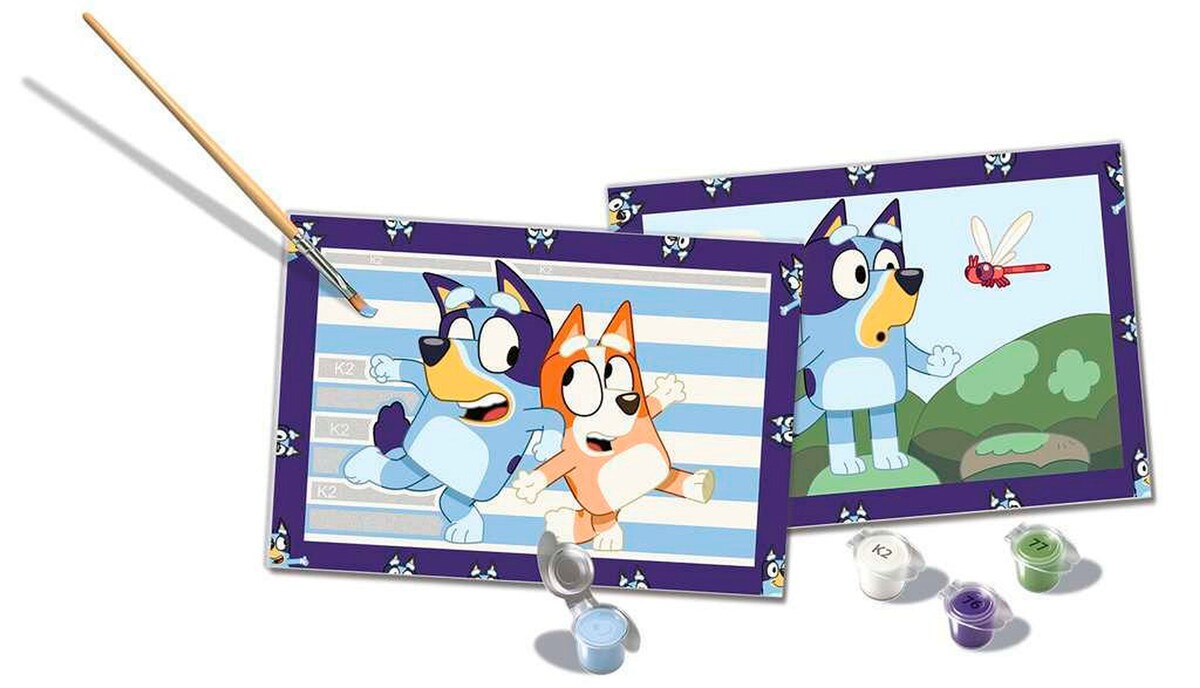 Pakning av Mal etter tall Junior Bluey 5 farger 32x22 cm
