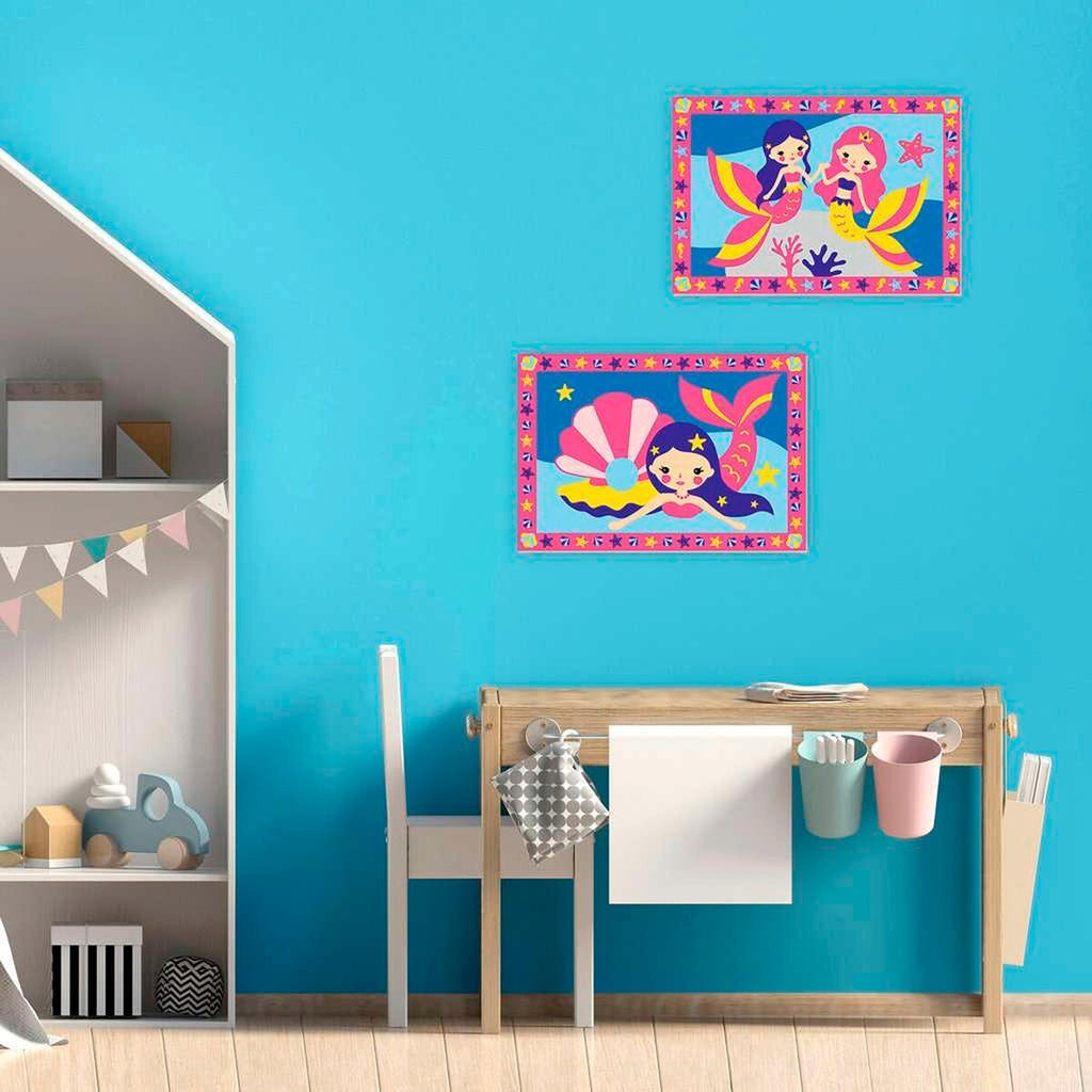 Mal etter tall Junior havfruer 5 farger 32x22 cm emballasje
