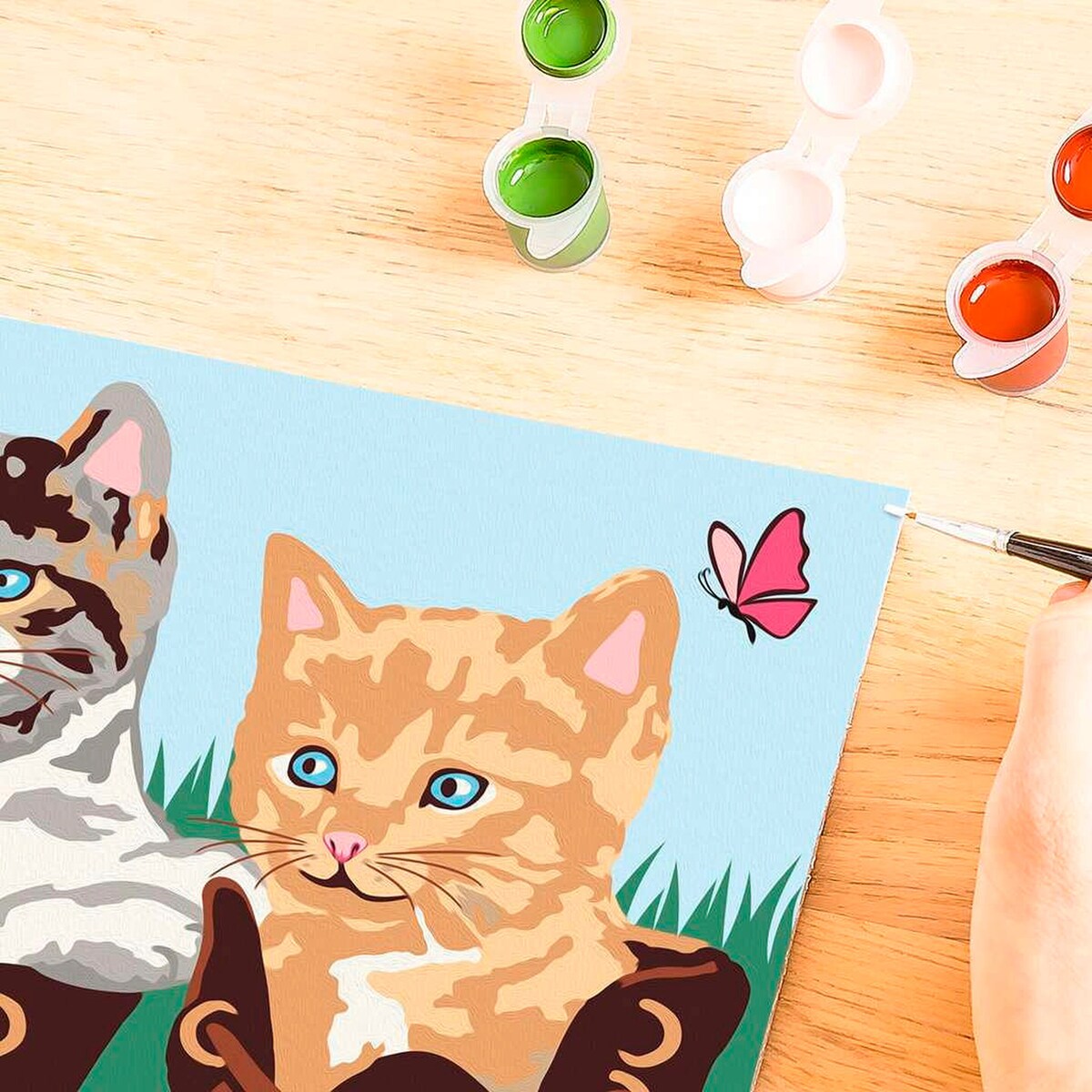 Mal etter tall kattunge i støvler med instruksjonsark