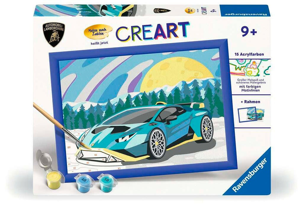 Mal etter tall Lamborghini 24x18 cm bakside