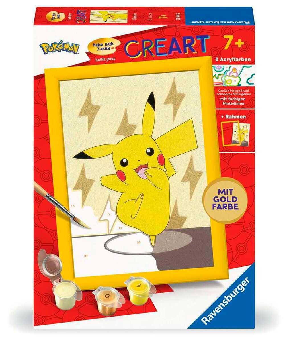Mal etter tall Pikachu Pokémon bakside