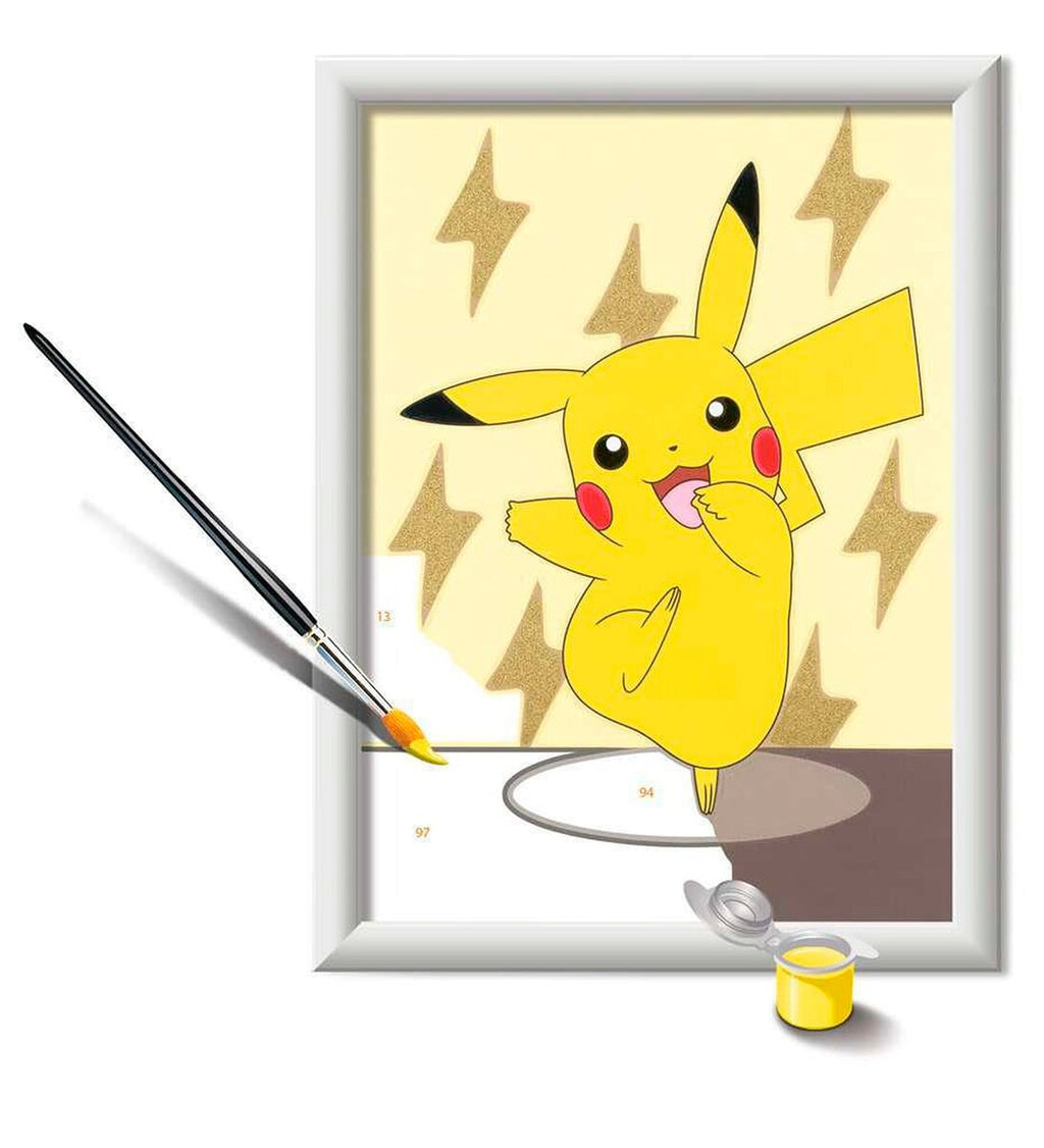 Mal etter tall Pikachu Pokémon med komplett innhold