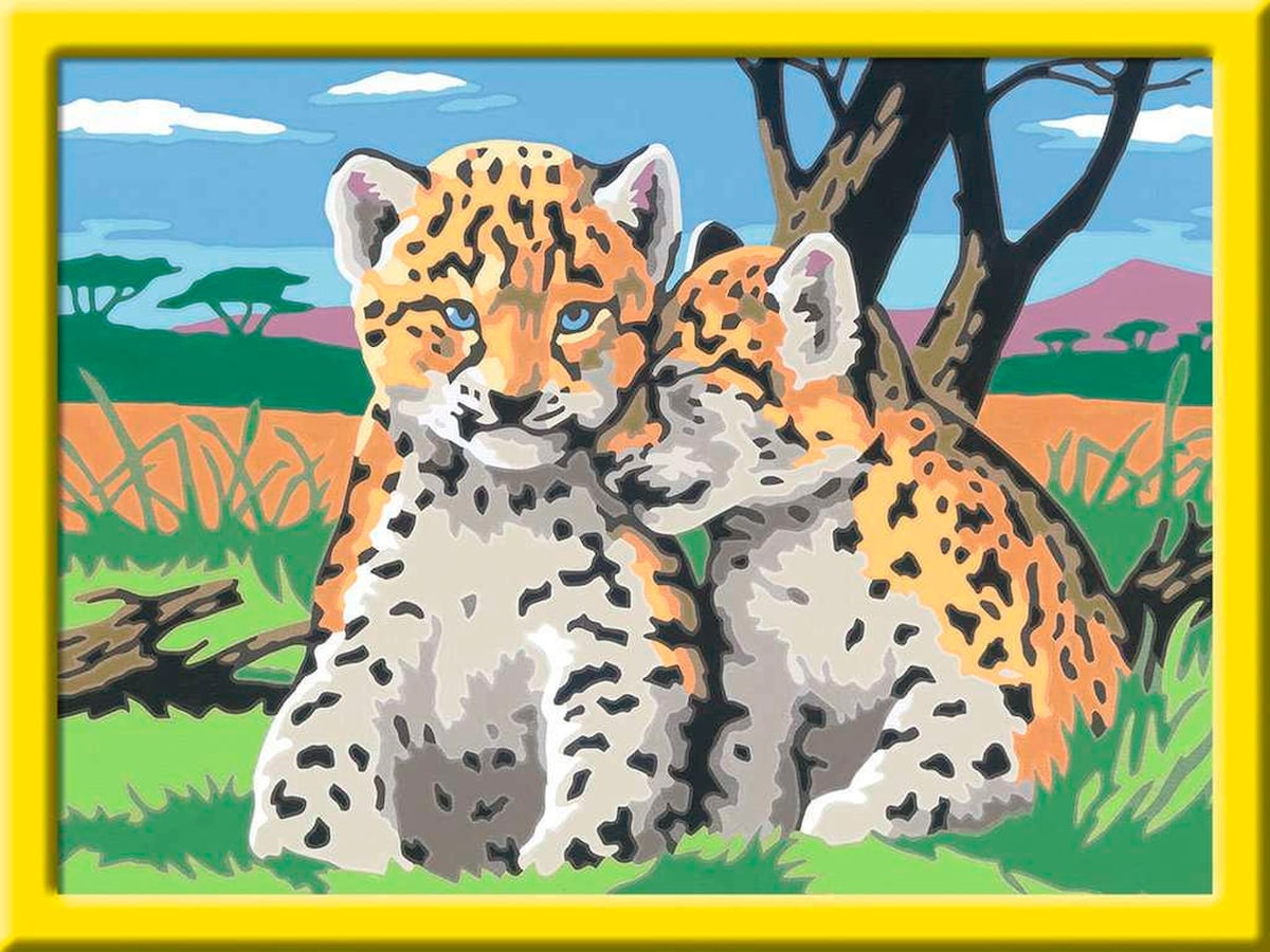 Mal etter tall små leoparder 24x18 cm motiv forfra