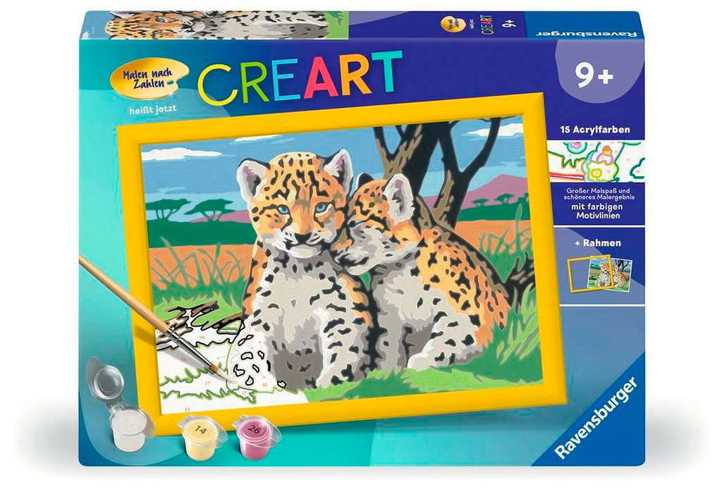 Mal etter tall små leoparder 24x18 cm bakside av pakke