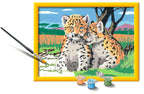 Mal etter tall små leoparder 24x18 cm ferdig malt bilde med ramme