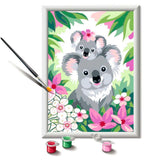 Oversikt over Mal etter tall søte koalaer 18 x 24 cm maling og pensel
