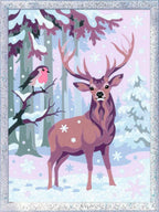 Mal etter tall stolt hjort med glitter 18x24 cm forfra
