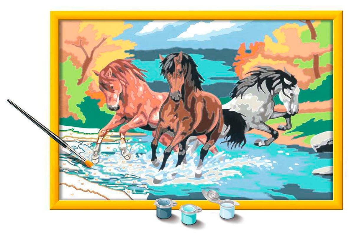 Montert bilde fra Mal etter tall villhester 31x21 cm